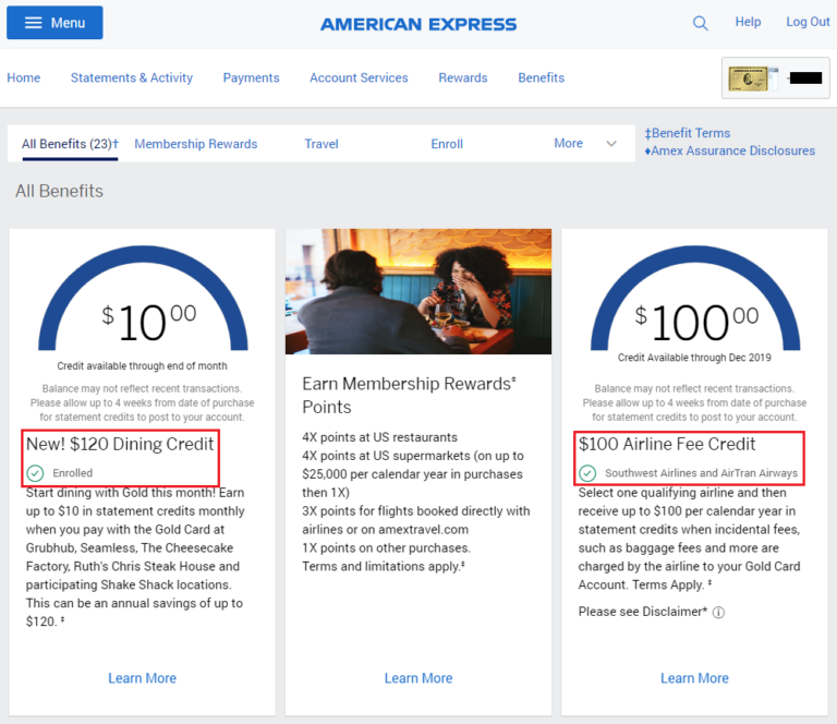 How to Enroll in American Express Gold Card Benefits (0 Dining Credit & 0 Airline Fee Credit)