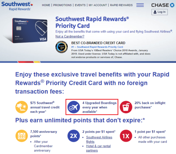 Use Chase Southwest Airlines Priority Credit Card To Purchase Swa 