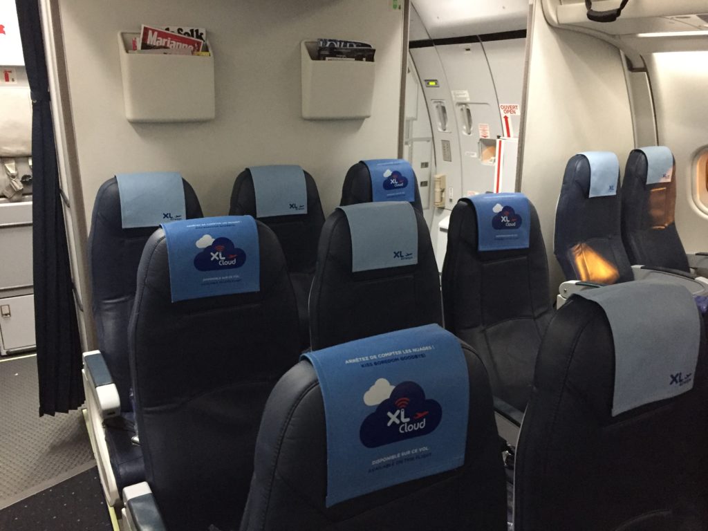 a seat with blue labels on it