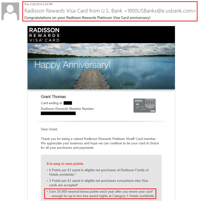 Problem Solved Missing Us Bank Radisson Rewards Credit Card Anniversary Points Posted
