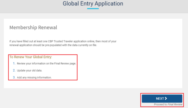 renew global entry goes login