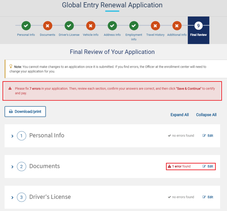 global entry renewal login website