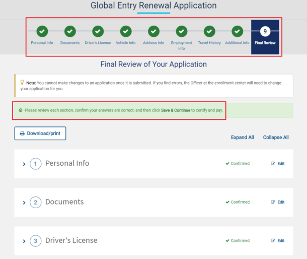 trusted traveler program login for global entry renewal