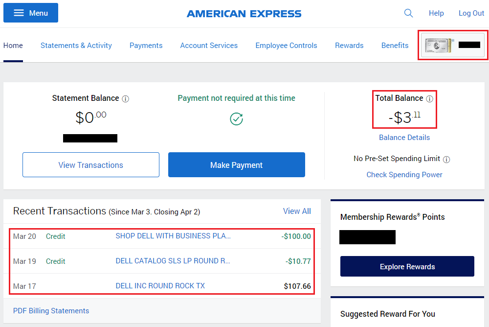 Dell Technologies 10% Cash Back AMEX Offer Stacks with Business Platinum 0  Dell Statement Credit