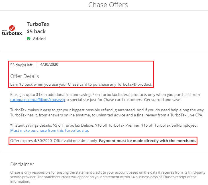 5 Turbotax Chase Offer Triggered With State Tax Return E File