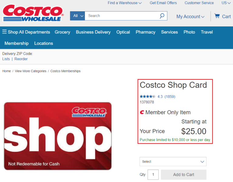 costco travel gift card not received
