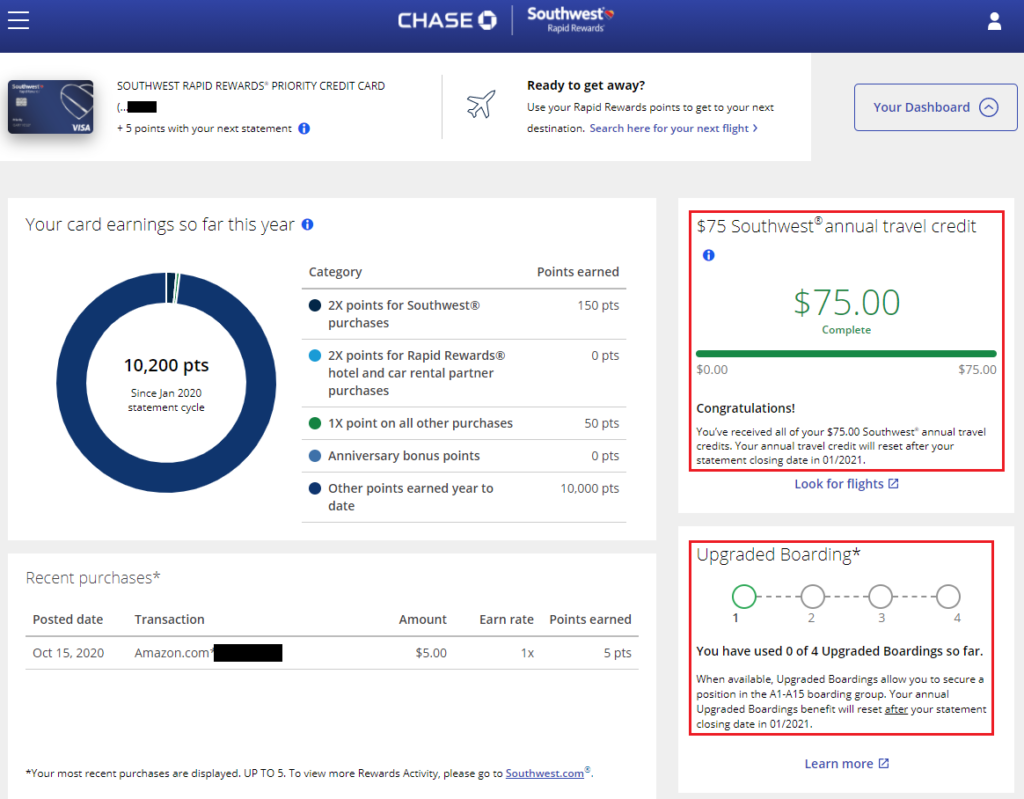 Chase Launches Rewards Dashboard for Southwest Airlines Credit Cards