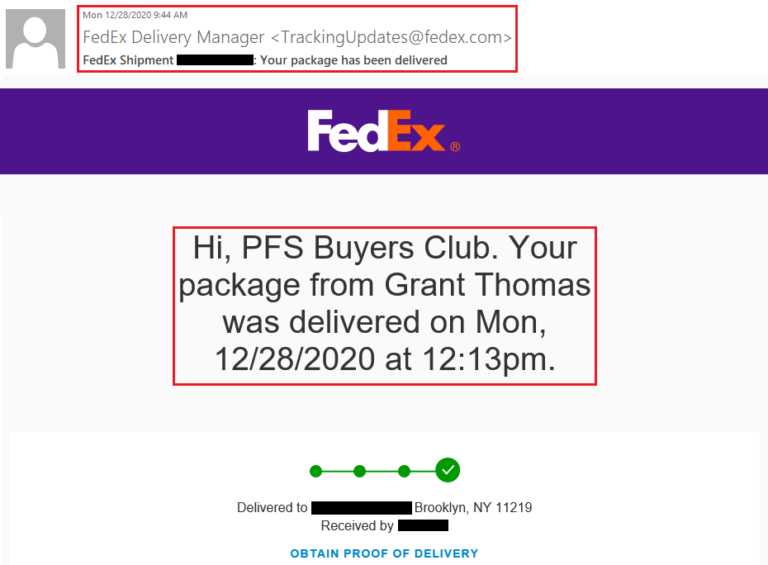FedEx Package Delivered Email 12282020 Travel with Grant
