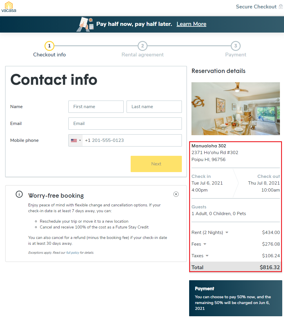 a screenshot of a contact information