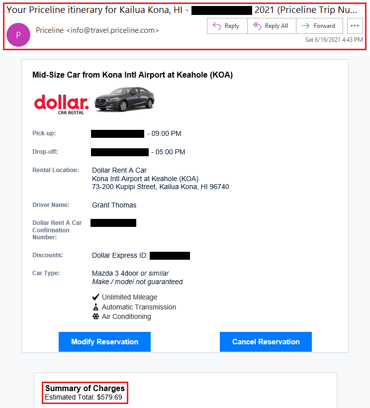 a screenshot of a car rental service