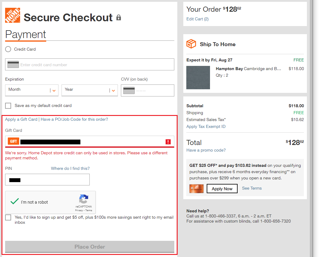 How To Use Home Depot Store Credit For Online Purchases   Cannot Use Home Depot Store Credit For Online Purchase 