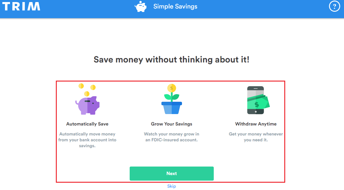 a screenshot of a money saving account