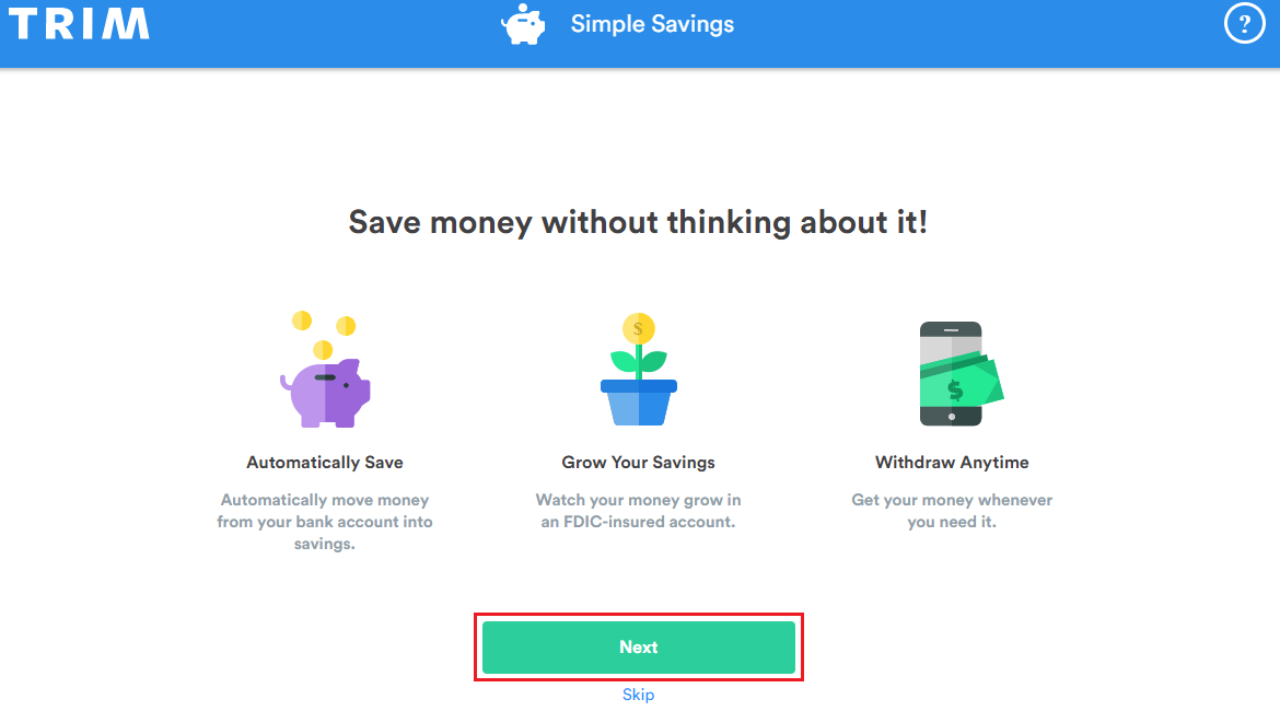a screenshot of a money savings account