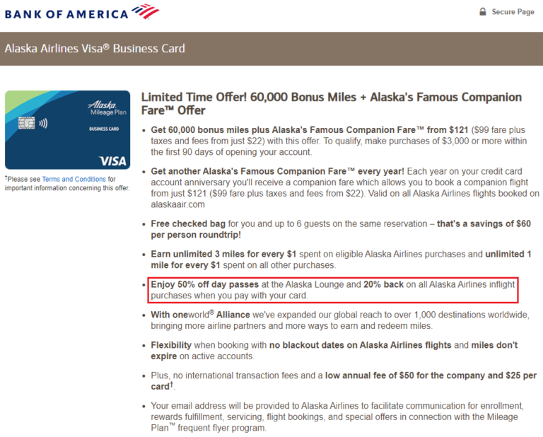 Bank Of America Alaska Airlines Credit Card 20 Rebate For In Flight 
