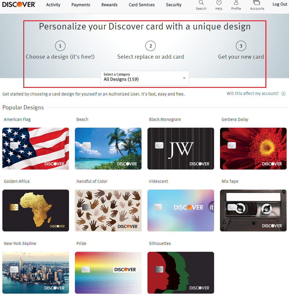 Choose a New Design for your Discover It Credit Card 159 Colorful
