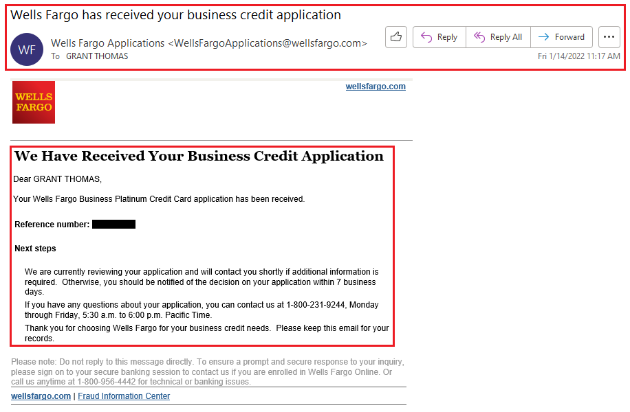 a screenshot of a credit application