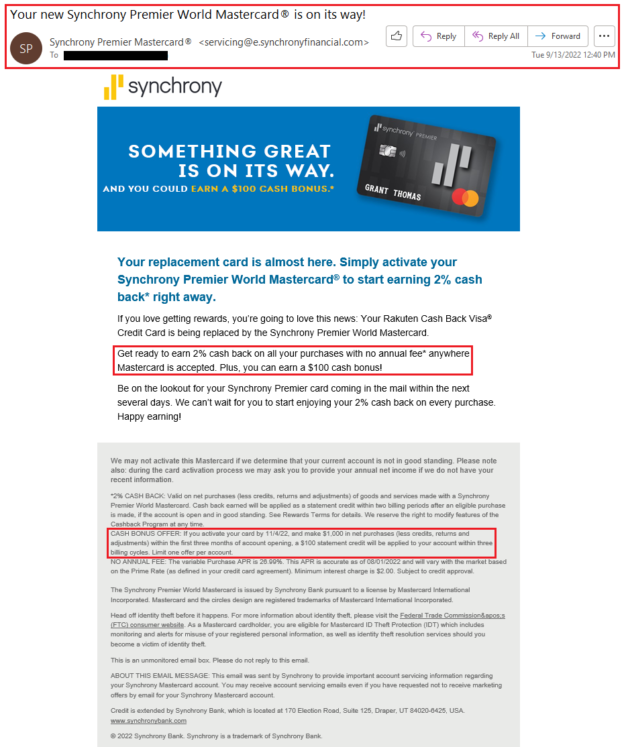 Synchrony Premier Credit Card 2 Cash Back + 100 Statement Credit