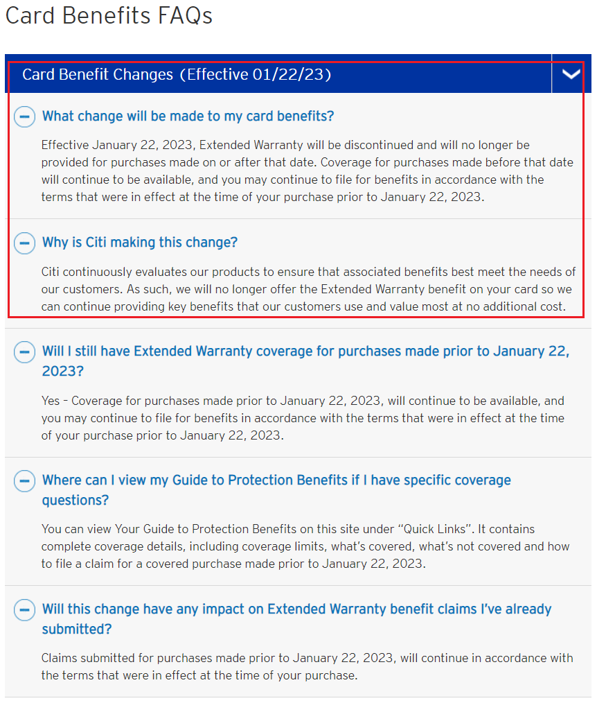 Citi Costco Anywhere Credit Card Extended Warranty Benefit Ending on