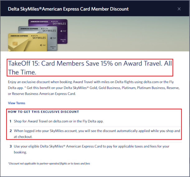 delta award travel discount