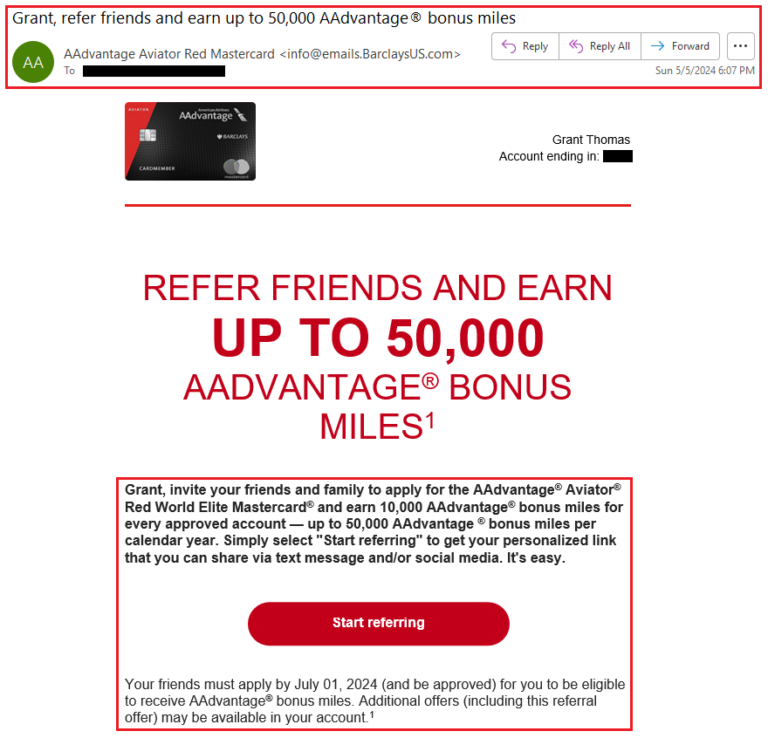 Barclays Announces Aadvantage Aviator Red Credit Card Referral Offer