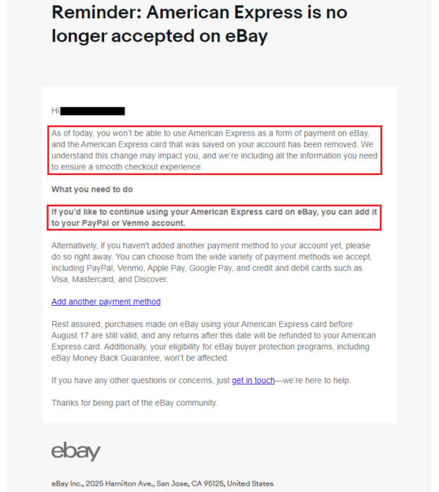American Express No Longer Accepted on eBay (You Can Still Pay with