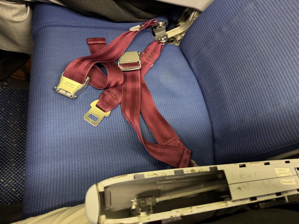 a seat belt on a seat